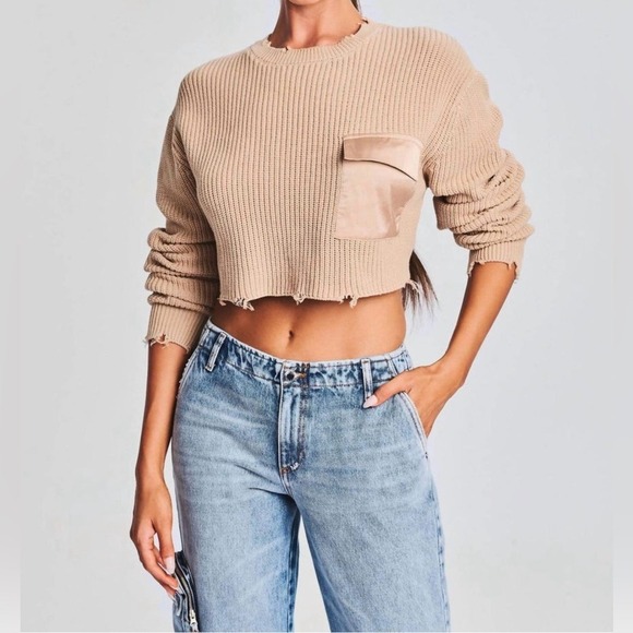 SER.O.YA Sweaters - SER.O.YA Mid Cropped Devin Sweater in Tan Size L